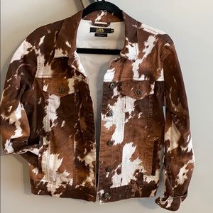 Lucky & Blessed Cow Print Denim Jacket